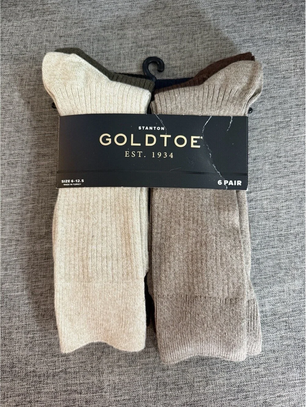 Gold Toe Stanton Cotton Crew Socks 6 Pairs Mens Size 6-12.5